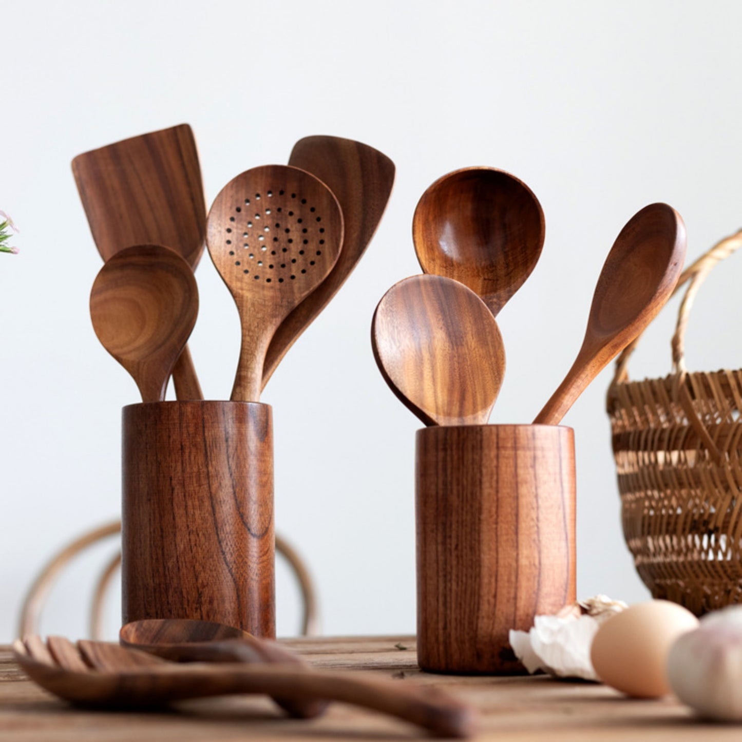 Teak Wood Non Stick Cookware Utensils