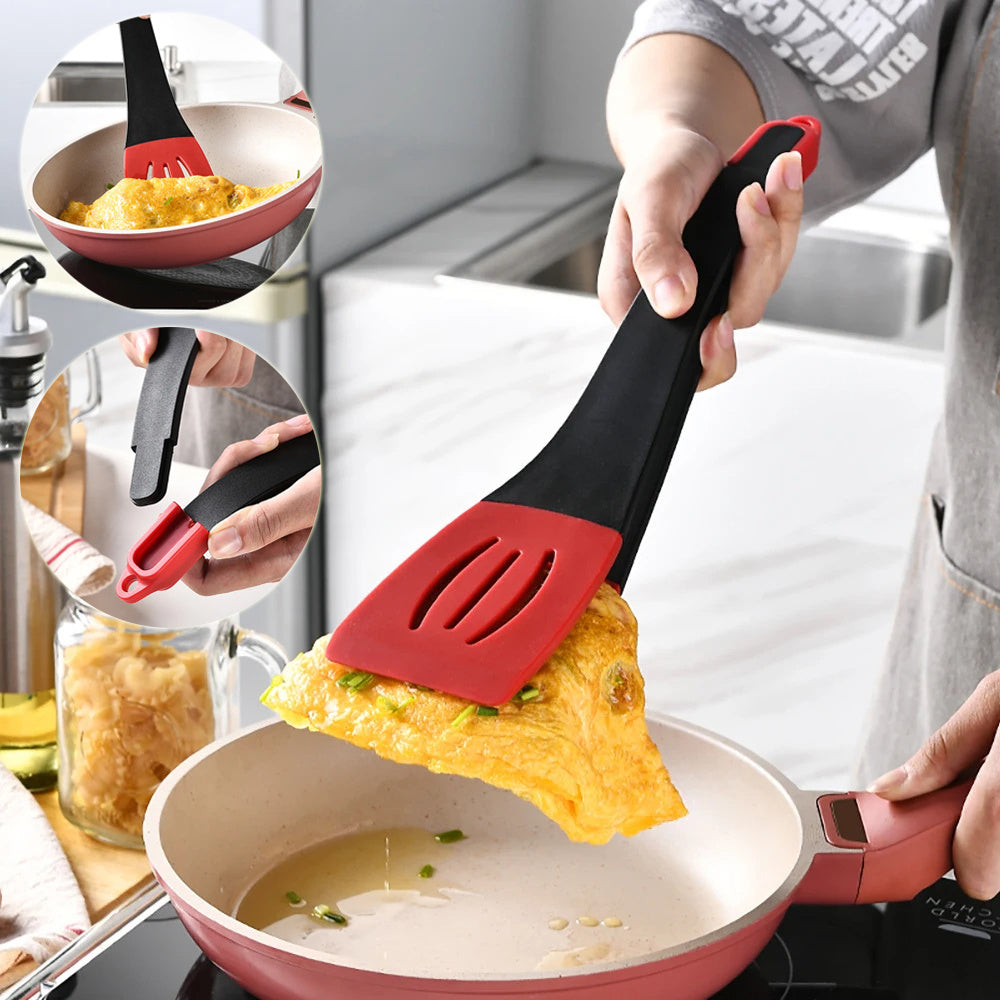 3 In 1 Frying Spatula Clip Silicone Food Clip